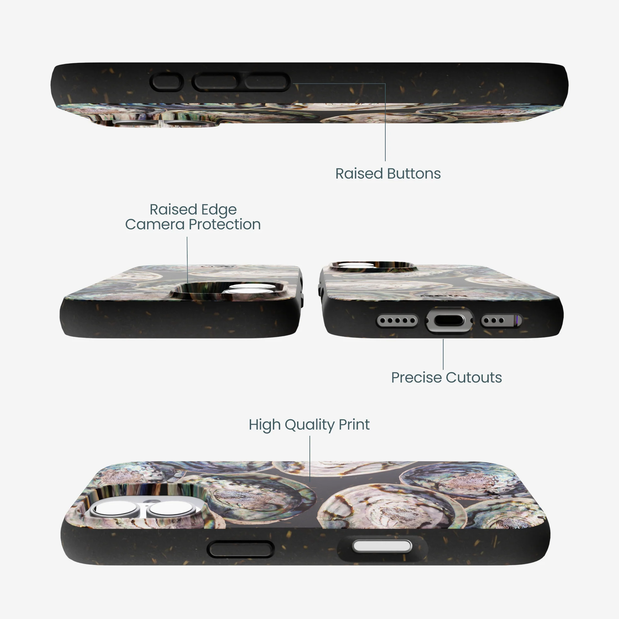 Black Abalone Shells iPhone 17 Case - Image 3