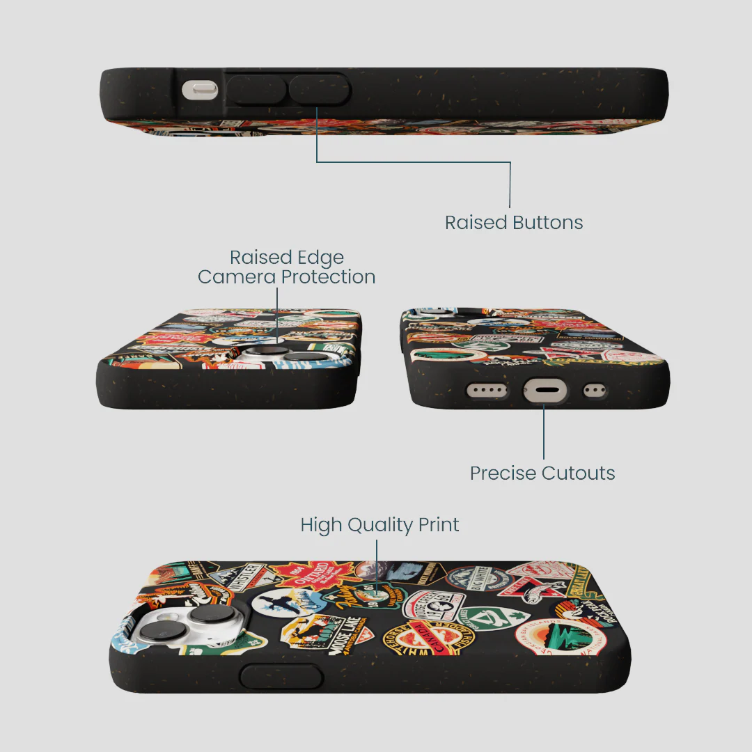 Black Canadian Stickers iPhone 13 Case - Image 3