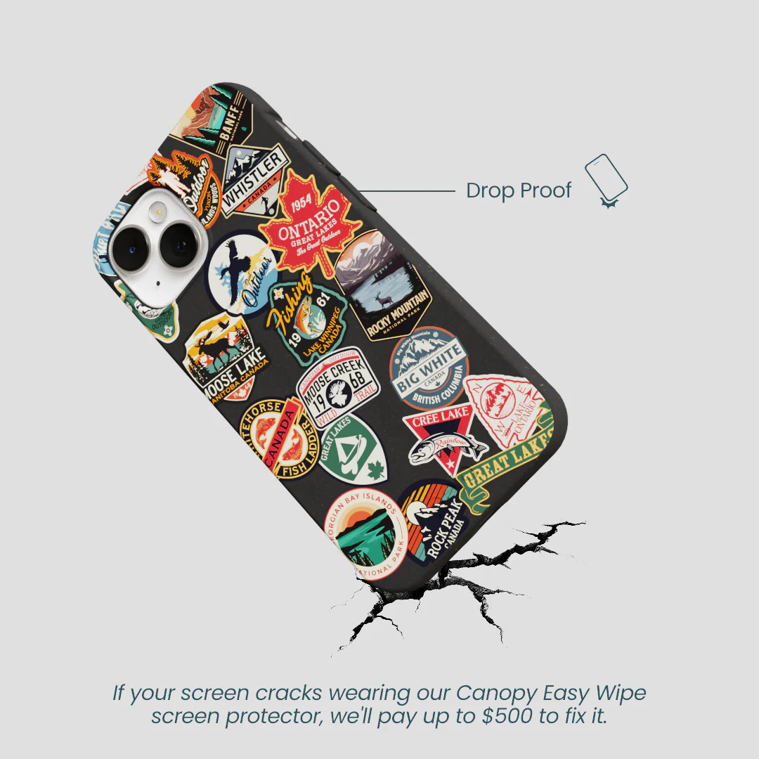 Black Canadian Stickers iPhone 13 Case - Image 5