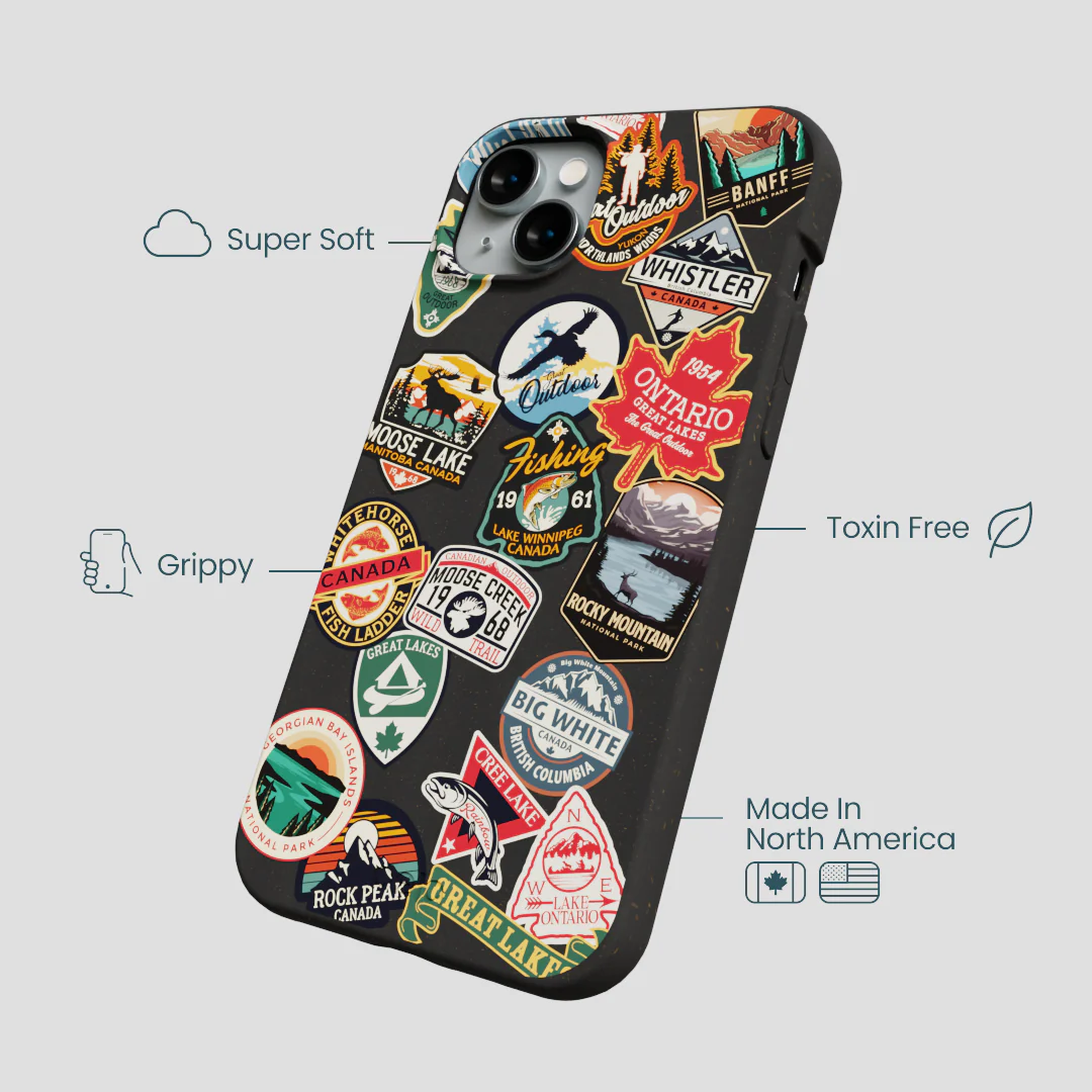 Black Canadian Stickers iPhone 15 Plus Case - Image 4