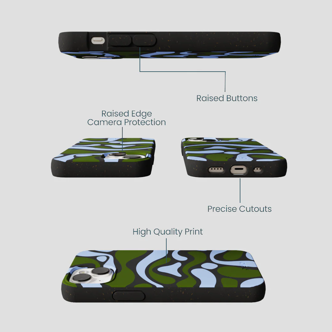 Black Curve and Flow iPhone 13 Mini Case - Image 3