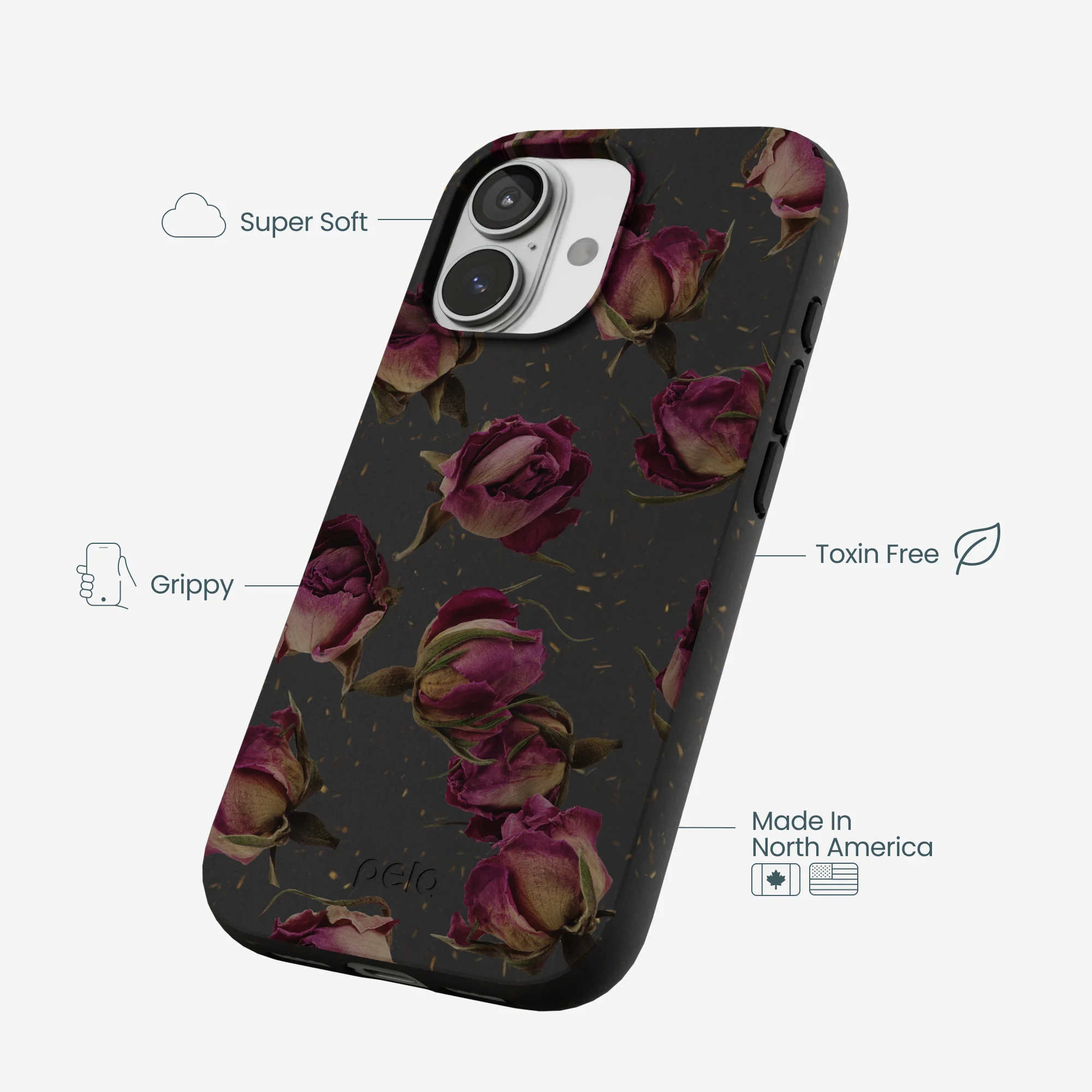 Black Dried Rosebuds iPhone 17 Case - Image 4