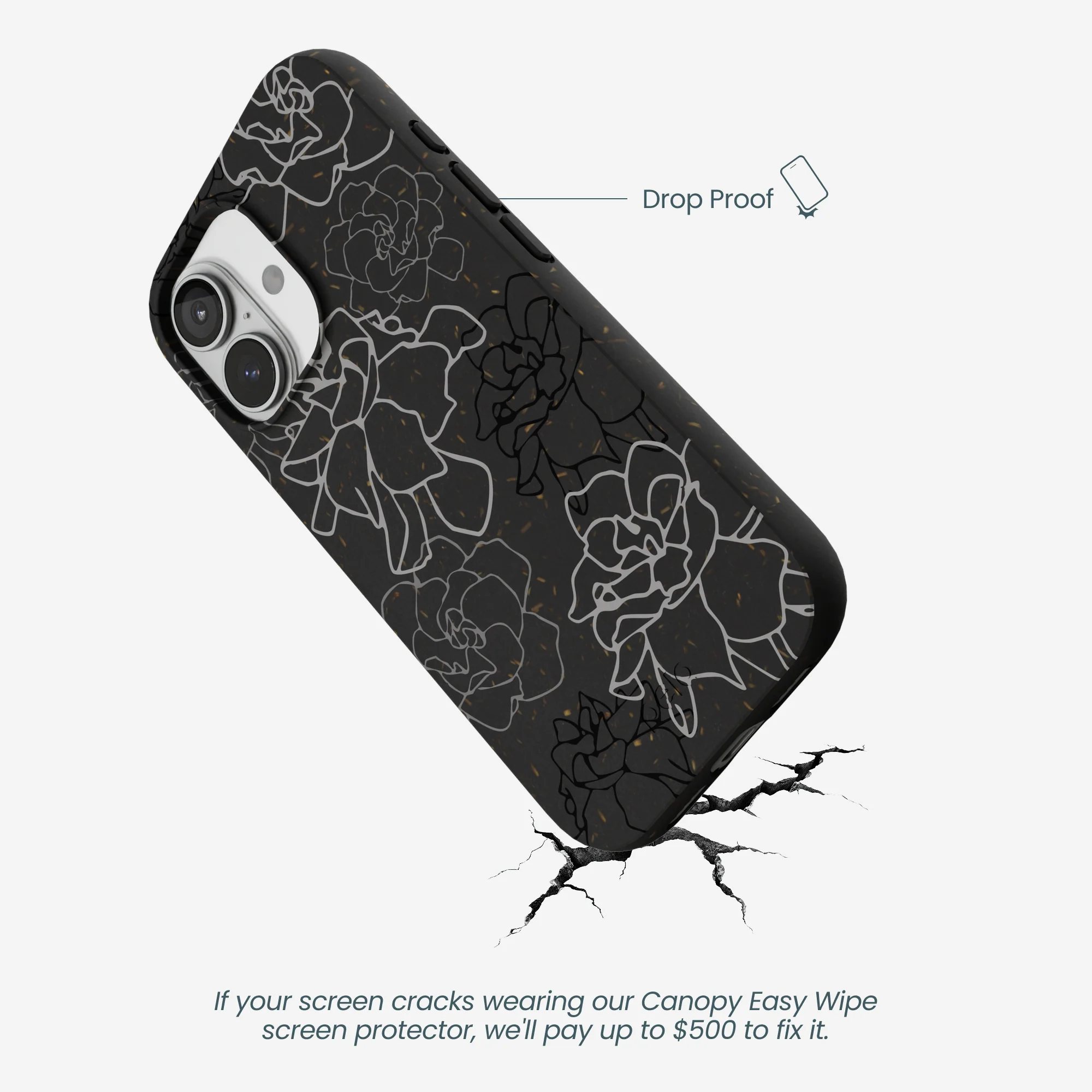 Black Gardenia Lines iPhone 17 Case - Image 5