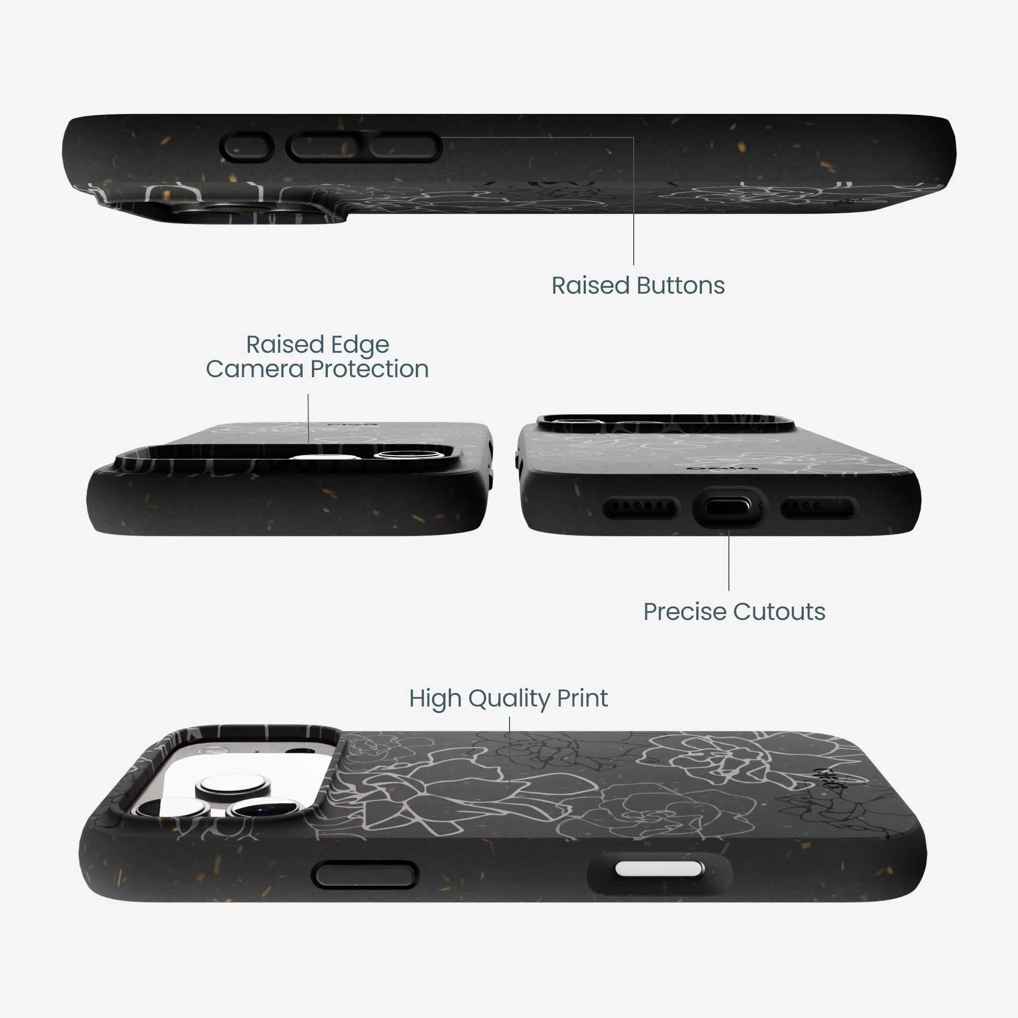 Black Gardenia Lines iPhone 17 Pro Max Case - Image 3