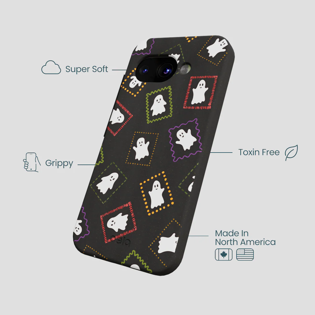 Black Ghost Stamps Google Pixel 9a Case - Image 3