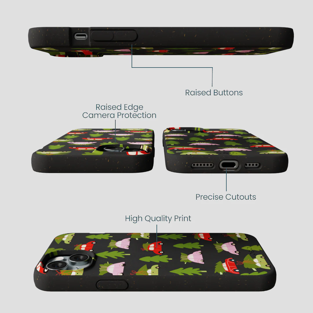 Black Holiday Caravan iPhone 15 Plus Case - Image 3