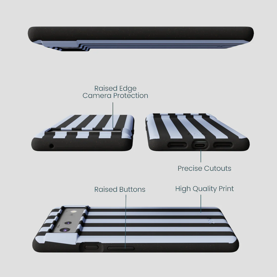 Black Ice Blue Stripes Google Pixel 6a Case - Image 2