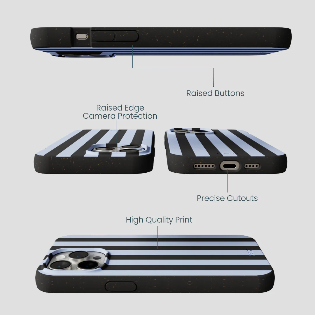 Black Ice Blue Stripes iPhone 15 Pro Max Case - Image 3