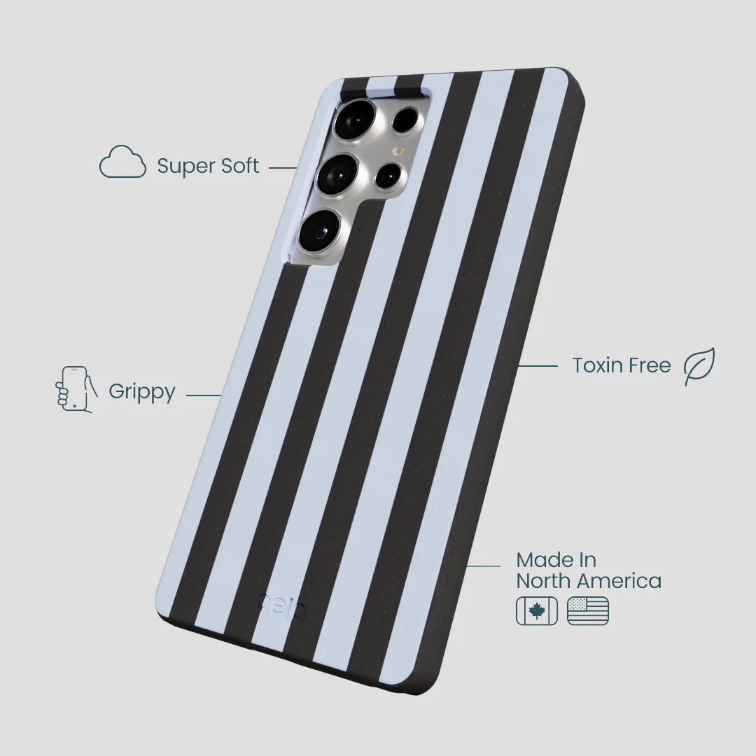 Black Ice Blue Stripes Samsung Galaxy S25 Ultra Case - Image 3