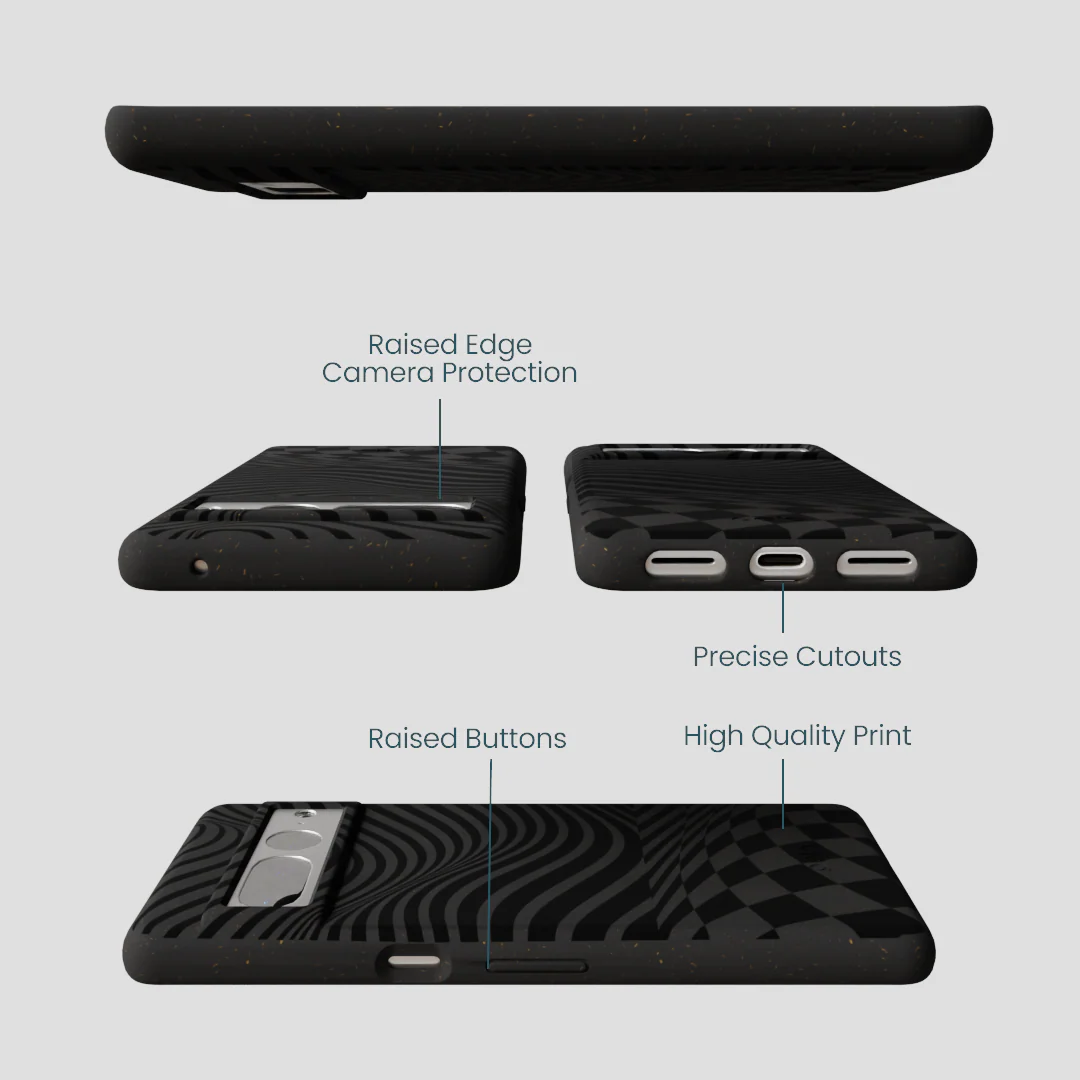 Black Melted Checkers Google Pixel 7 Pro Case - Image 3