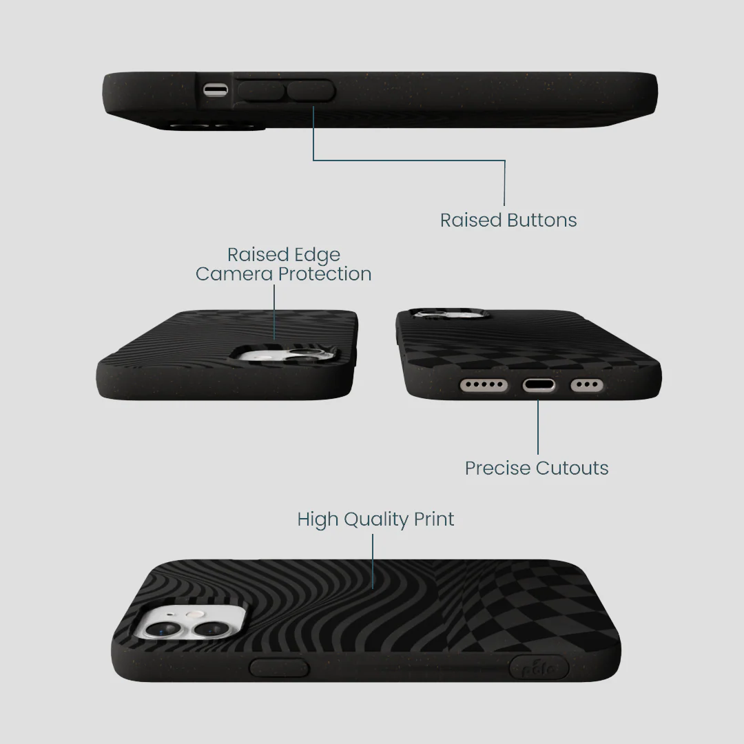 Black Melted Checkers iPhone 12/ iPhone 12 Pro Case - Image 3