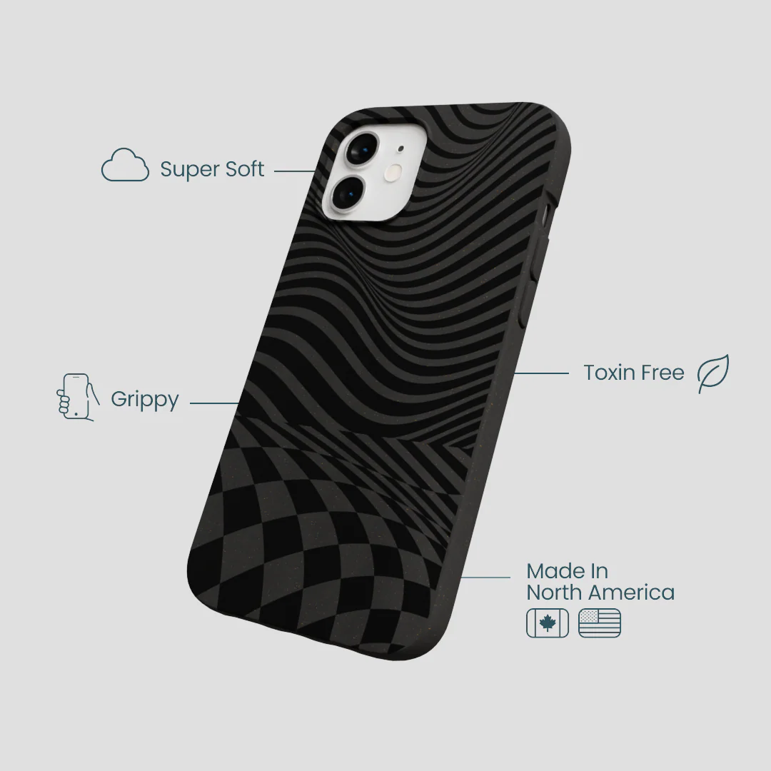 Black Melted Checkers iPhone 12/ iPhone 12 Pro Case - Image 4