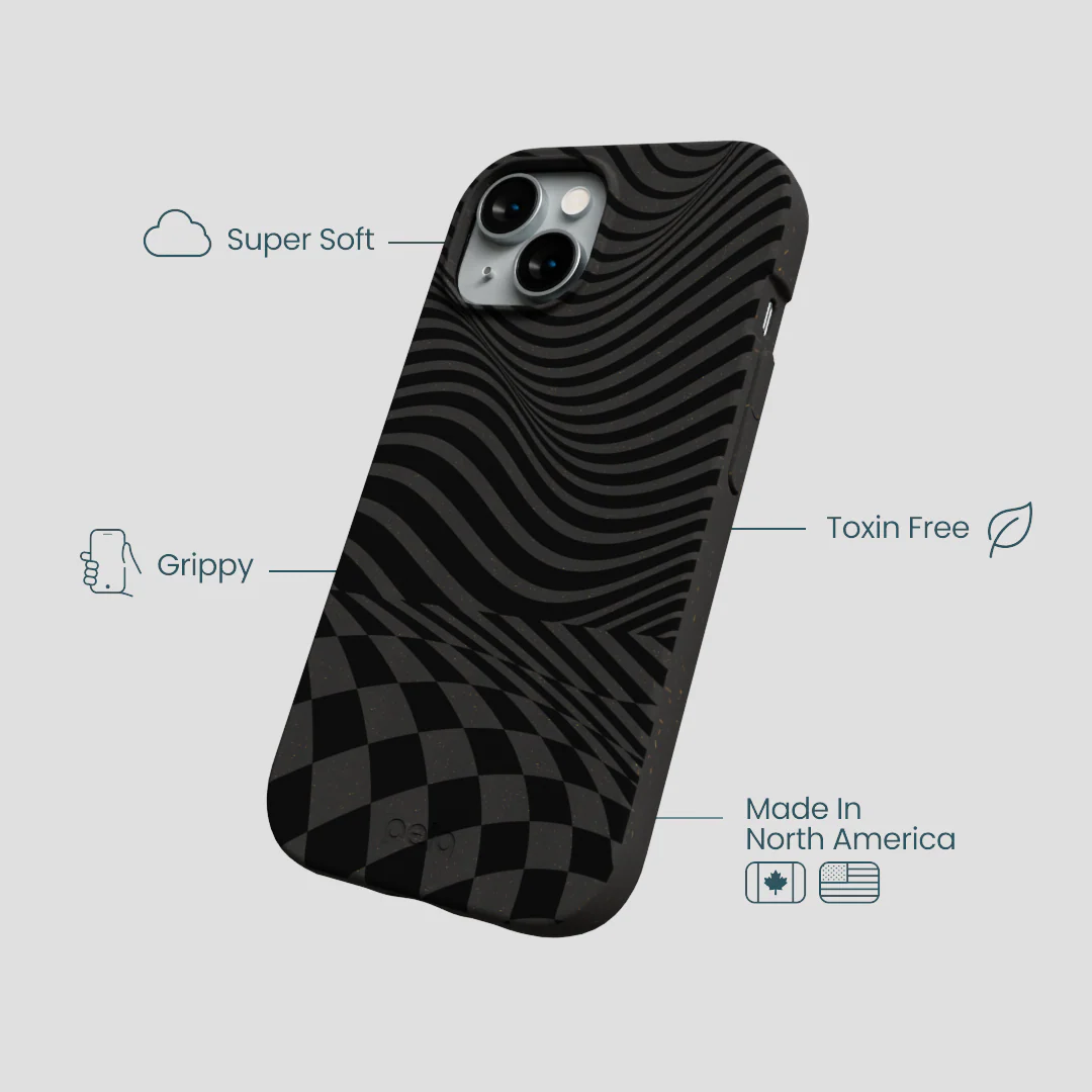 Black Melted Checkers iPhone 14 Case - Image 4