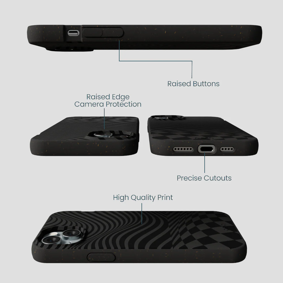 Black Melted Checkers iPhone 14 Plus Case - Image 3