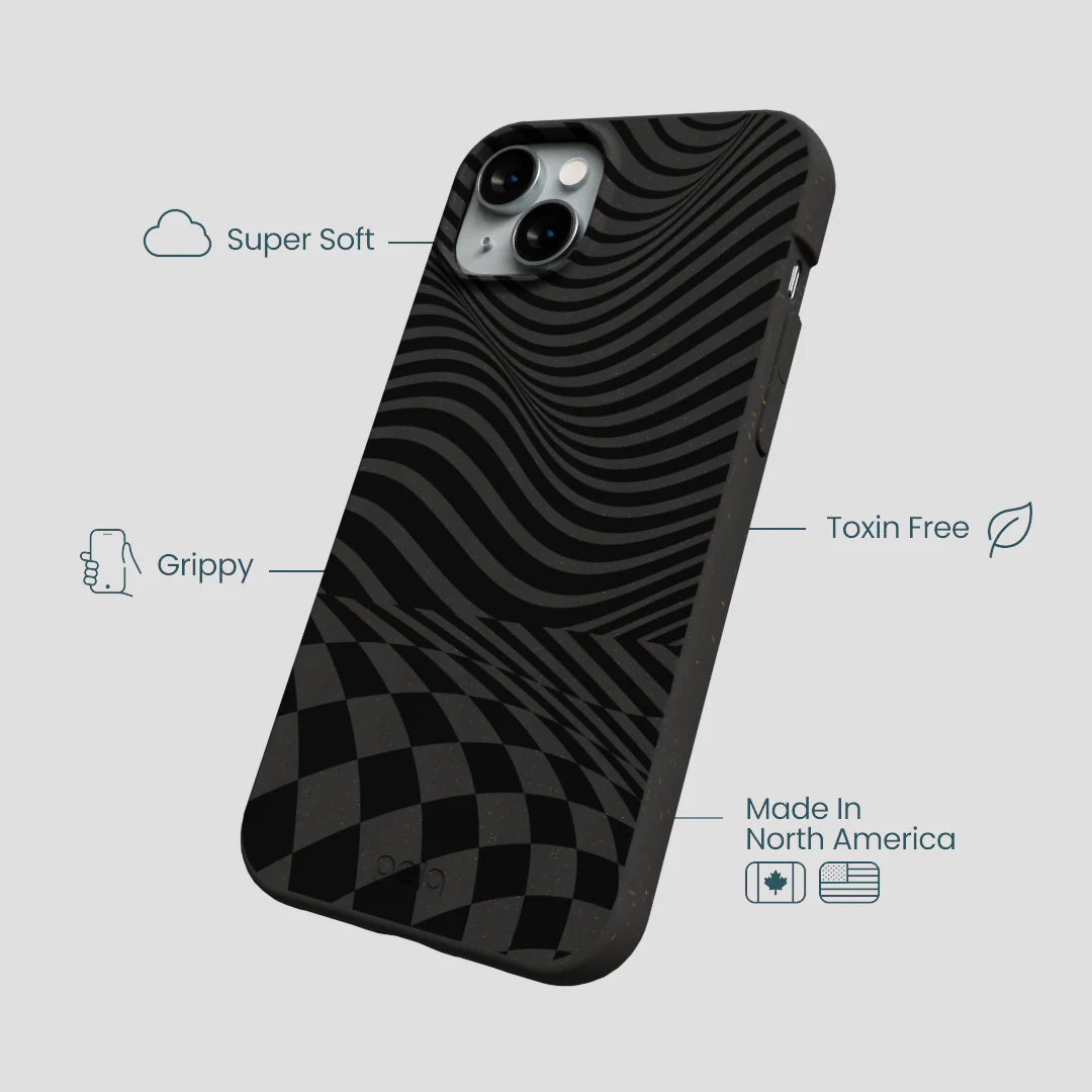 Black Melted Checkers iPhone 14 Plus Case - Image 4