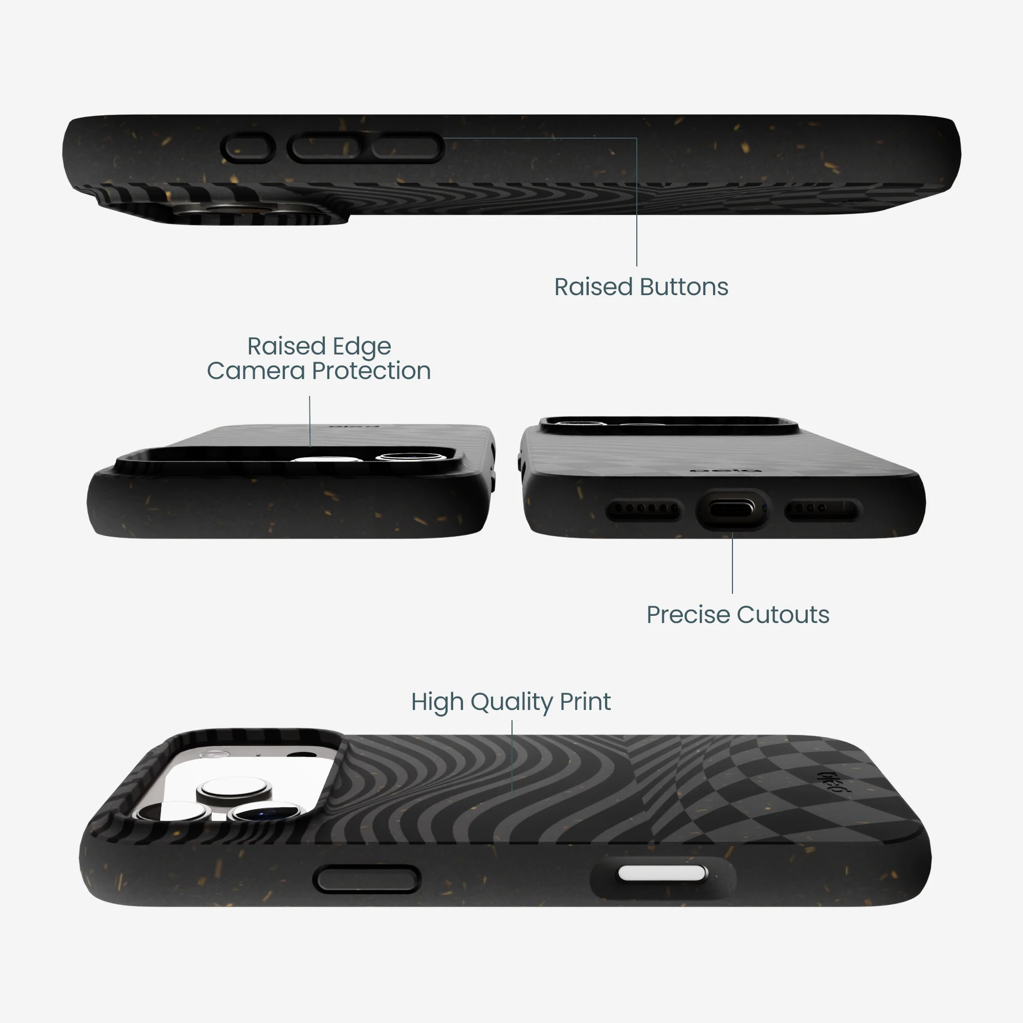 Black Melted Checkers iPhone 17 Pro Max Case - Image 3