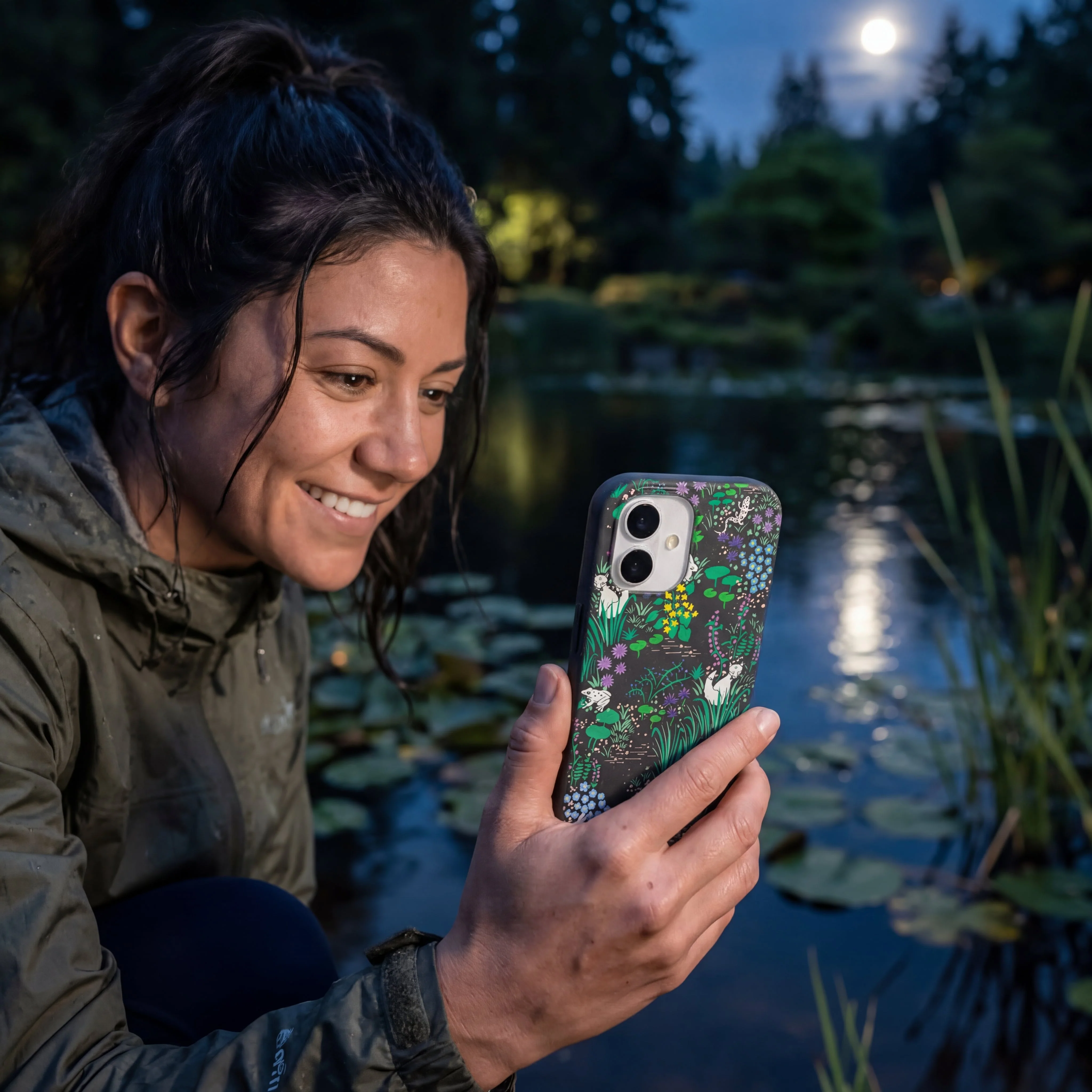 Black Midnight Pond iPhone 16 Pro Case - Image 2