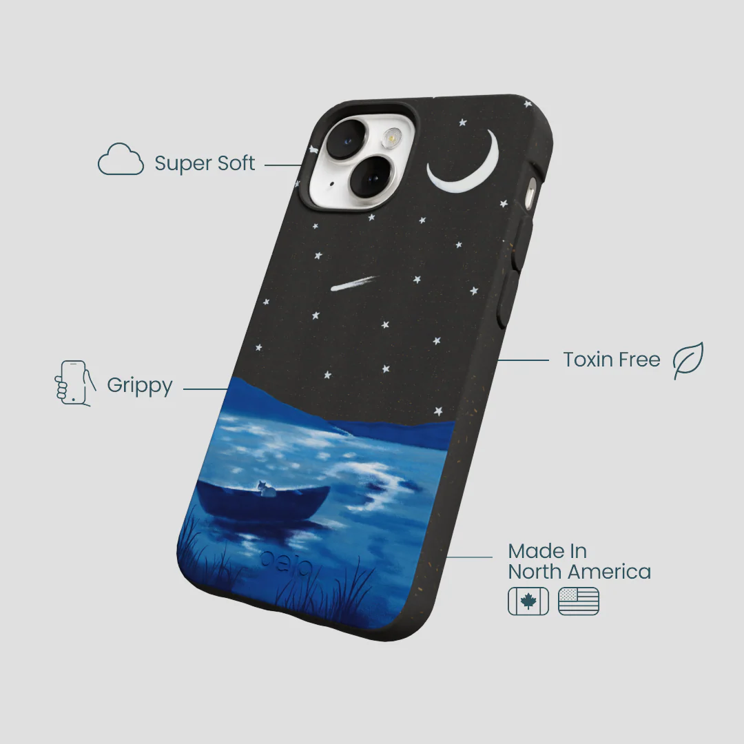 Black Moonlight Lake iPhone 13 Case - Image 4