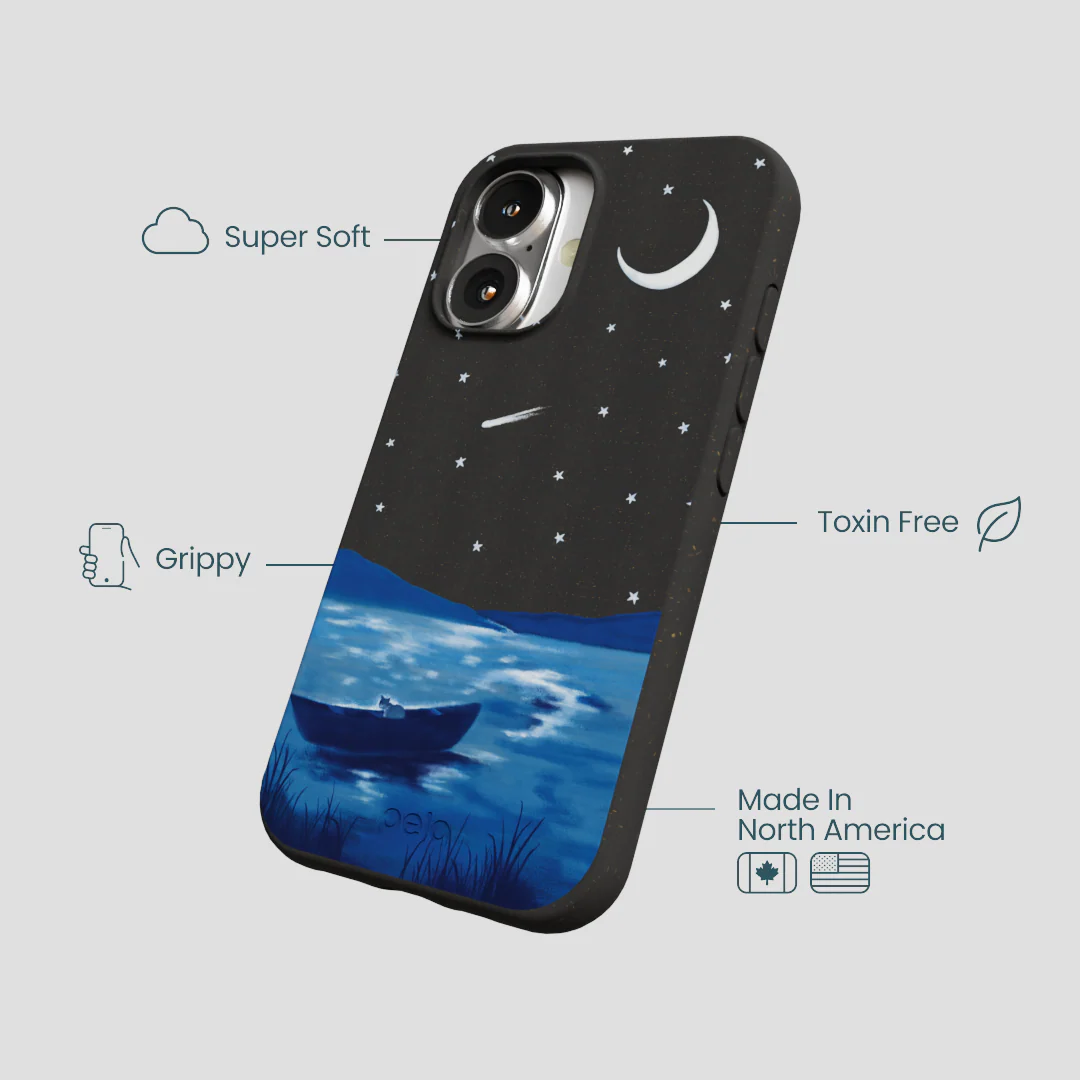 Black Moonlight Lake iPhone 16 Case - Image 4
