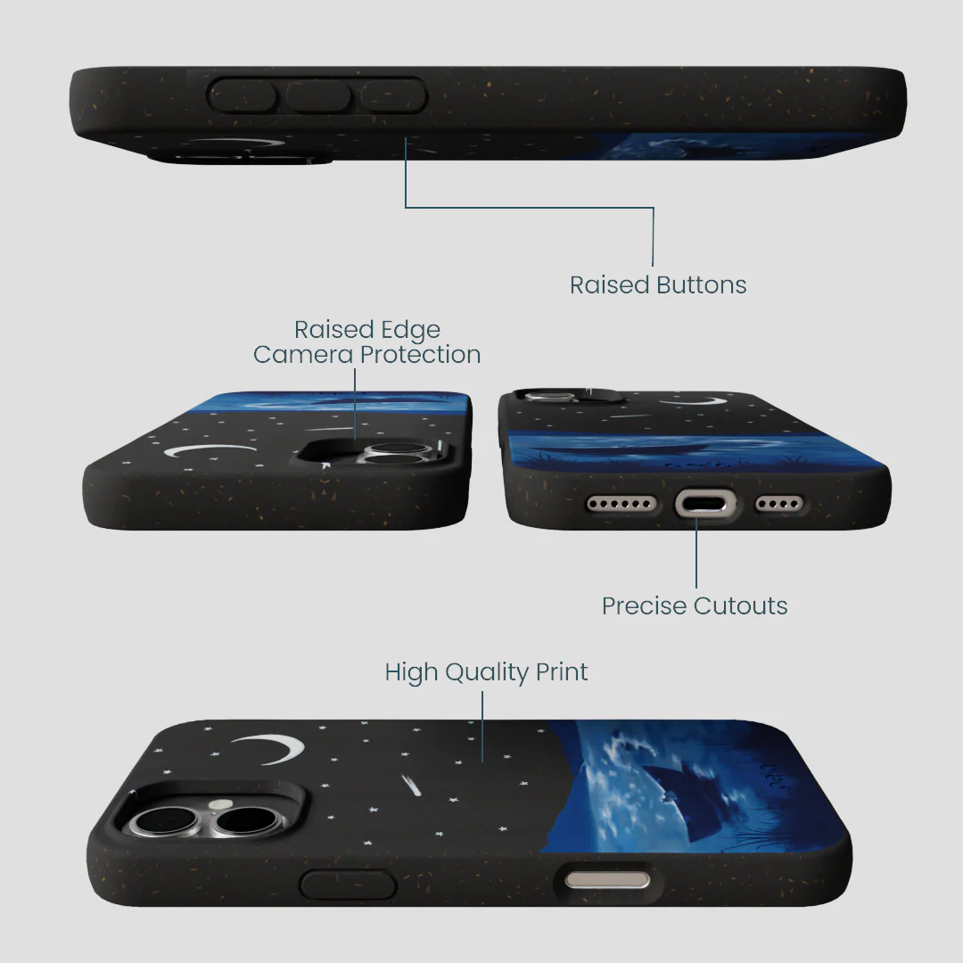 Black Moonlight Lake iPhone 16 Plus Case - Image 3