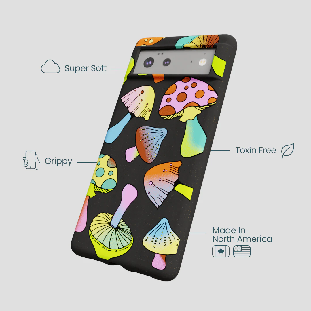 Black Mushroom Party Google Pixel 6 Case - Image 4