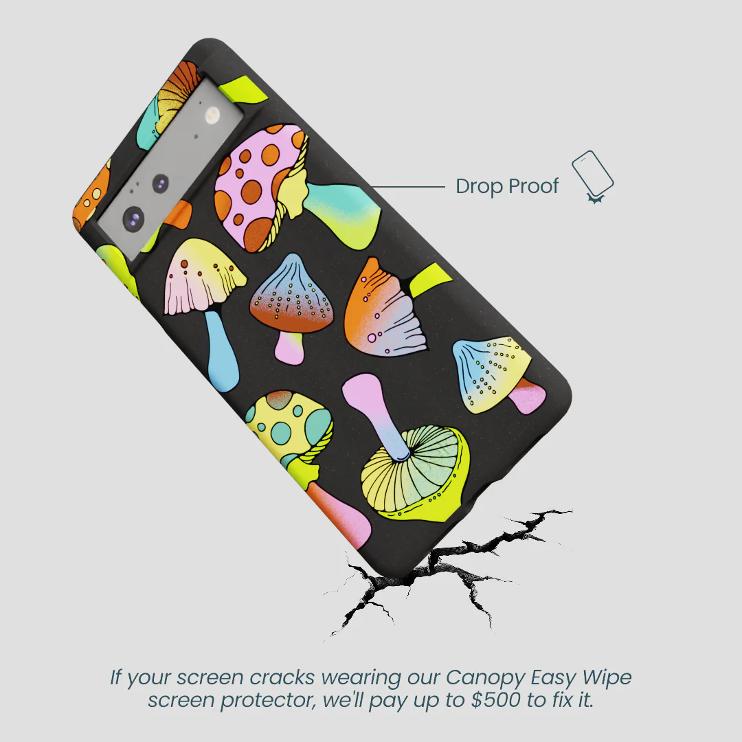 Black Mushroom Party Google Pixel 6a Case - Image 5