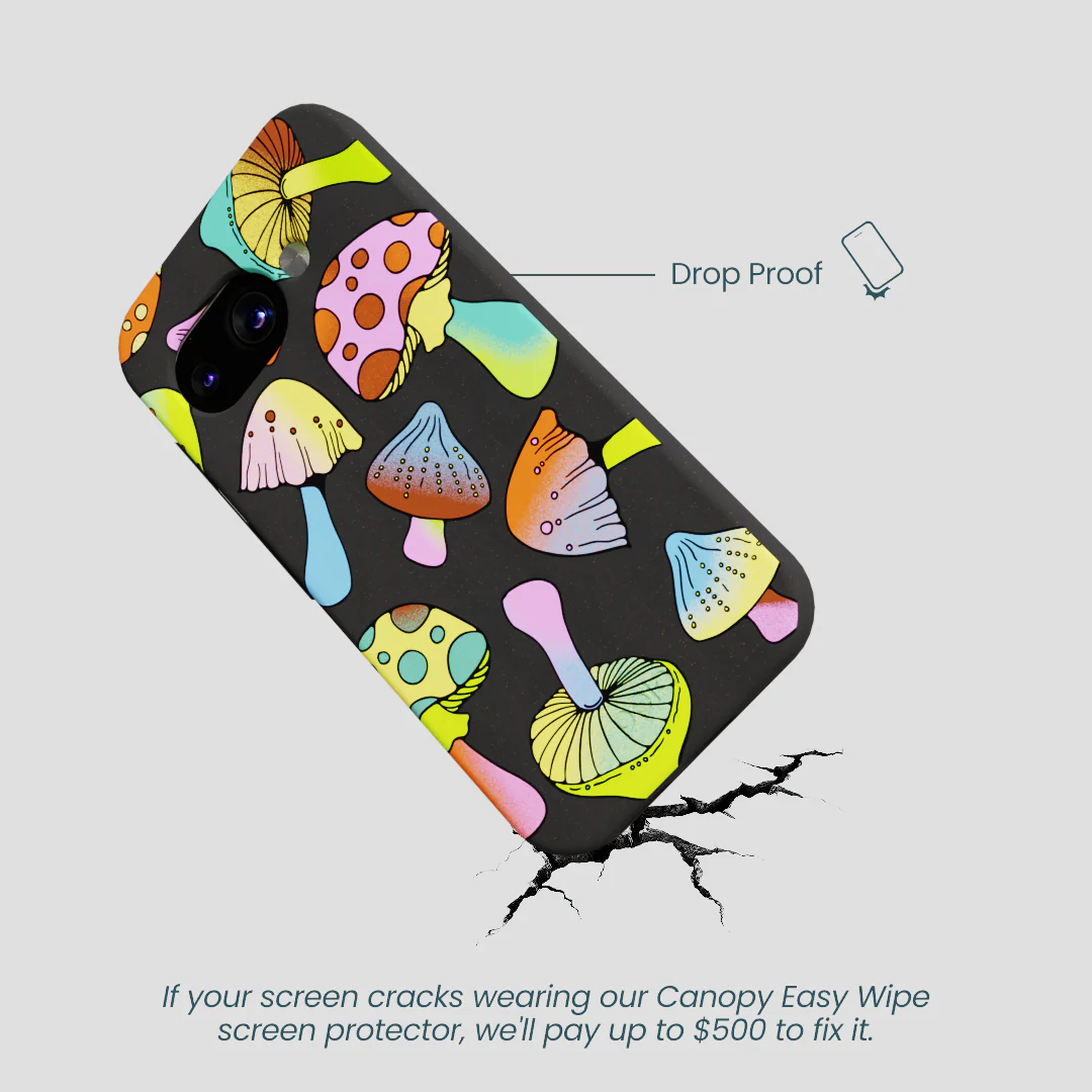 Black Mushroom Party Google Pixel 9a Case - Image 5