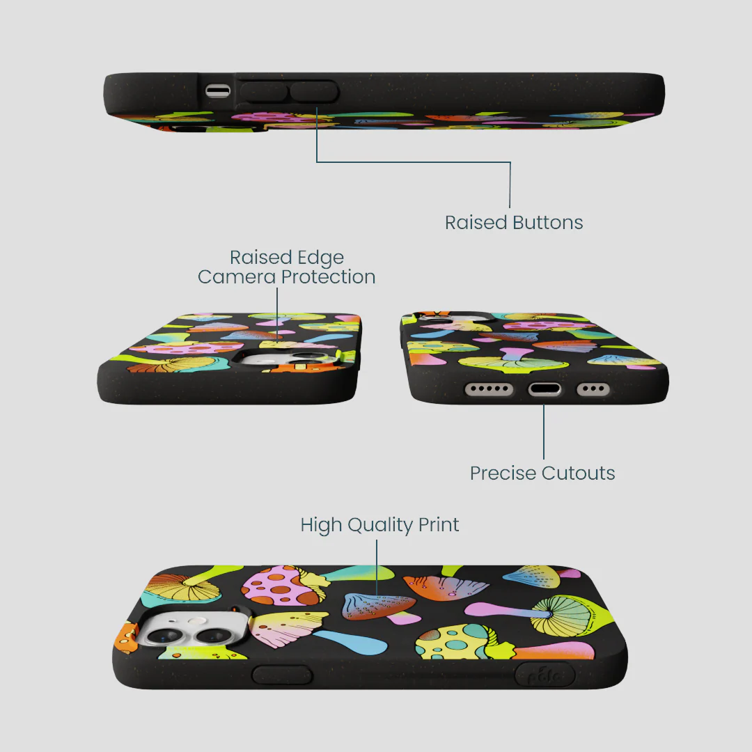 Black Mushroom Party iPhone 12/ iPhone 12 Pro Case - Image 3