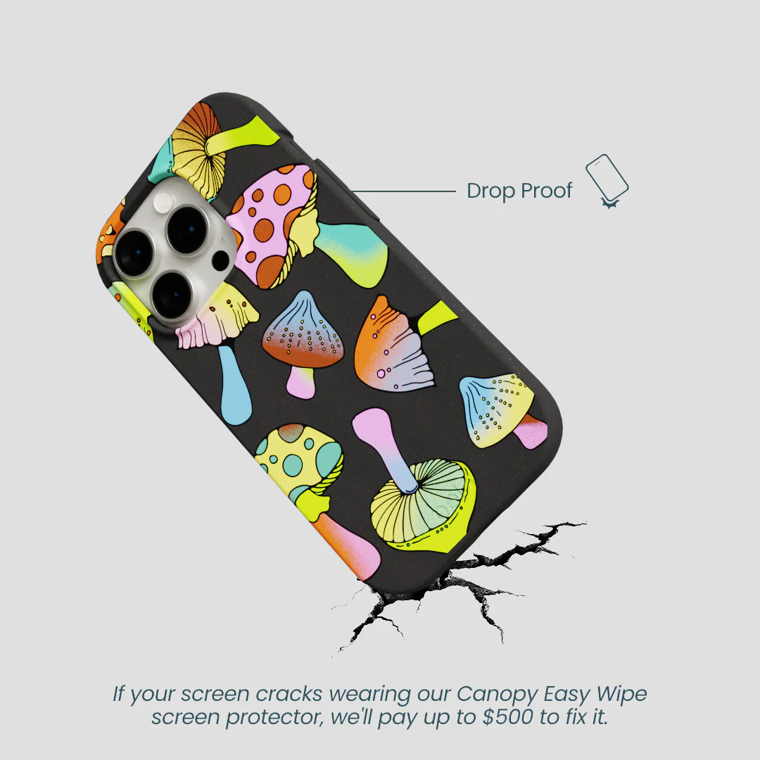 Black Mushroom Party iPhone 15 Pro Case - Image 5