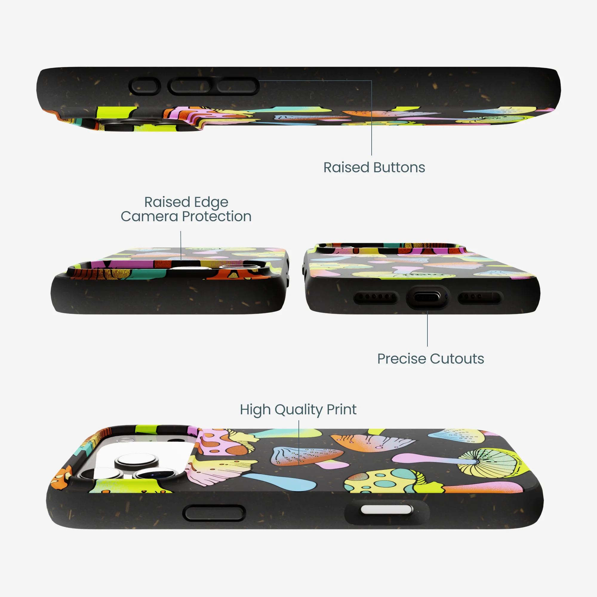 Black Mushroom Party iPhone 17 Pro Max Case - Image 3