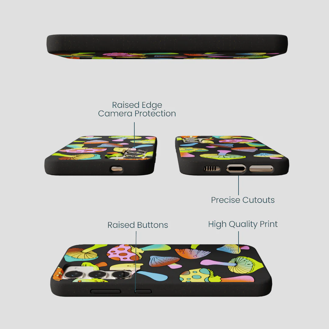 Black Mushroom Party Samsung Galaxy S23 Case - Image 3