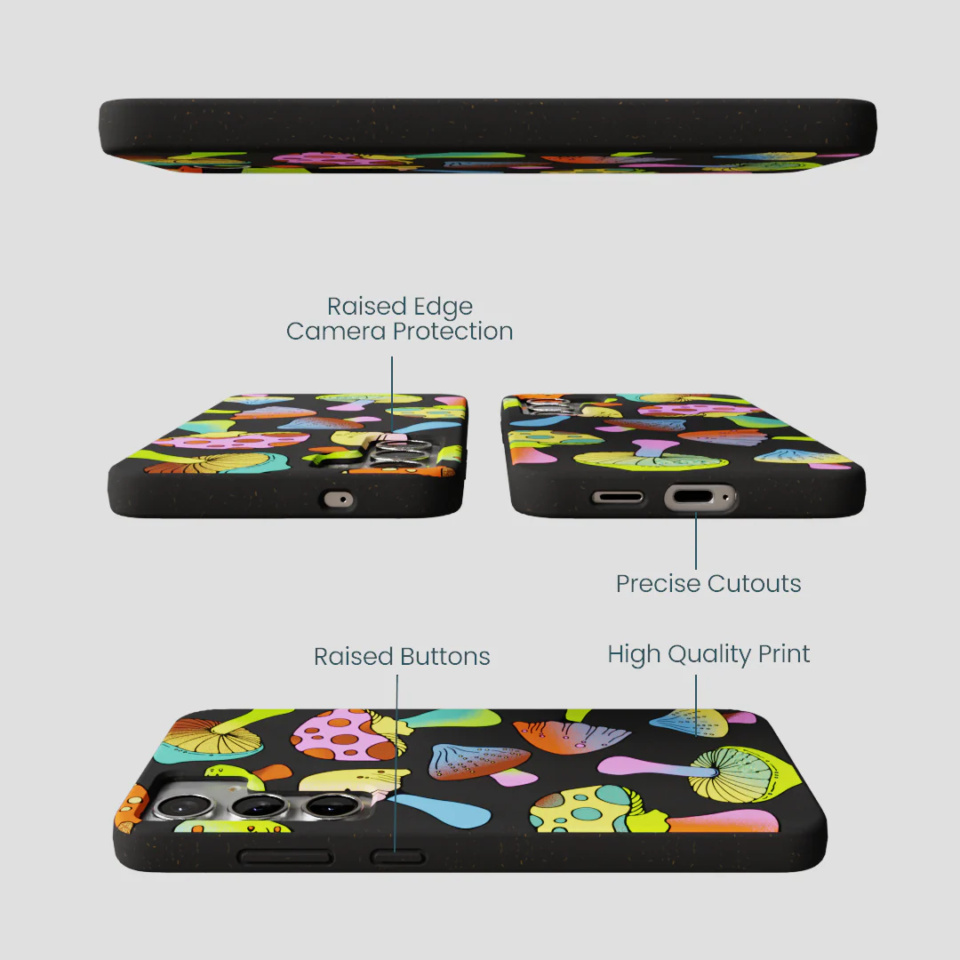 Black Mushroom Party Samsung Galaxy S25+(Plus) Case - Image 3