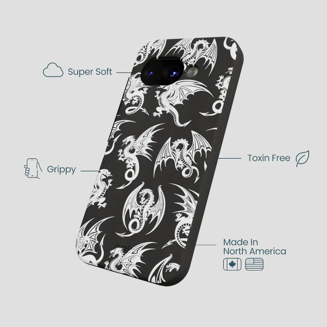 Black Mythical Dragons Google Pixel 9a Case - Image 3