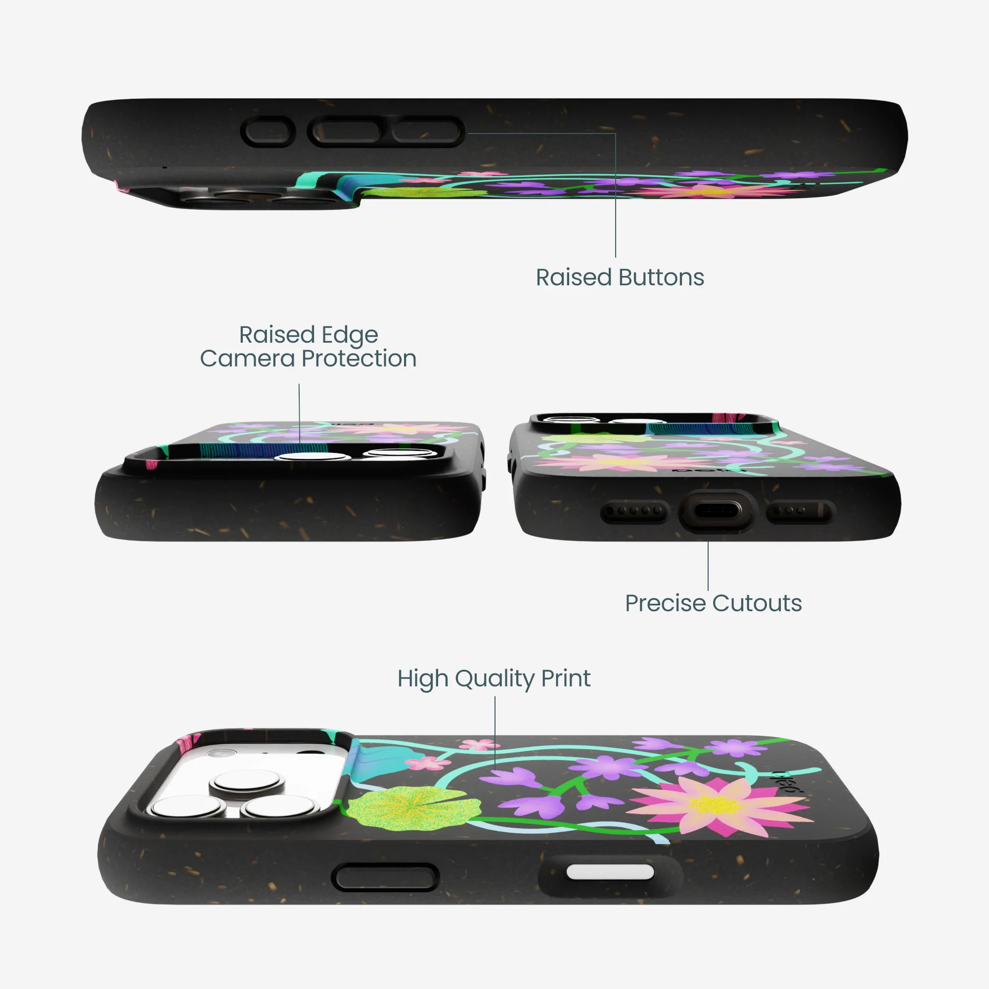 Black Neon Garden iPhone 17 Pro Case - Image 3