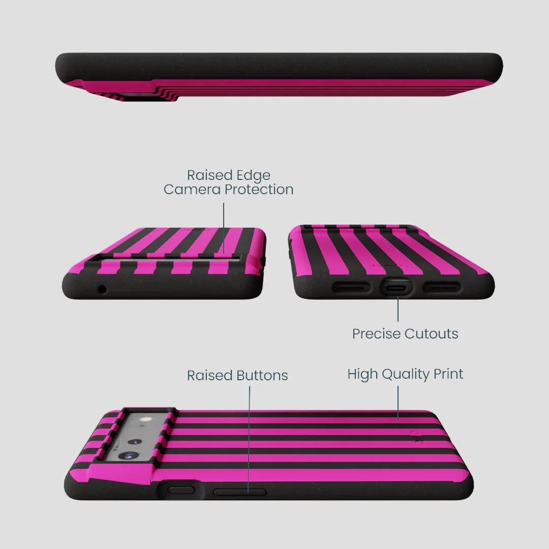 Black Pink Stripes Google Pixel 6a Case - Image 2