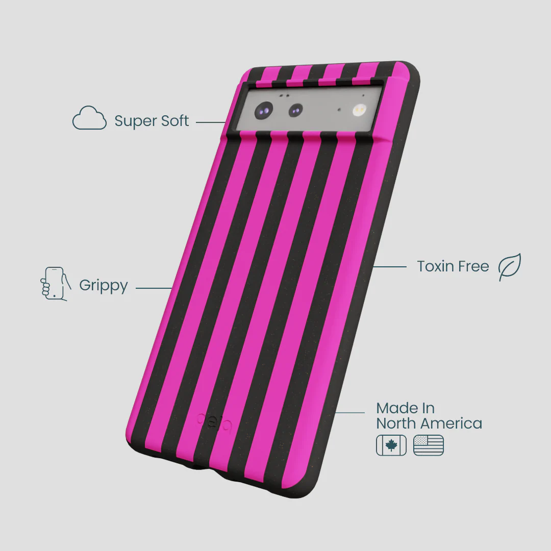 Black Pink Stripes Google Pixel 6a Case - Image 3
