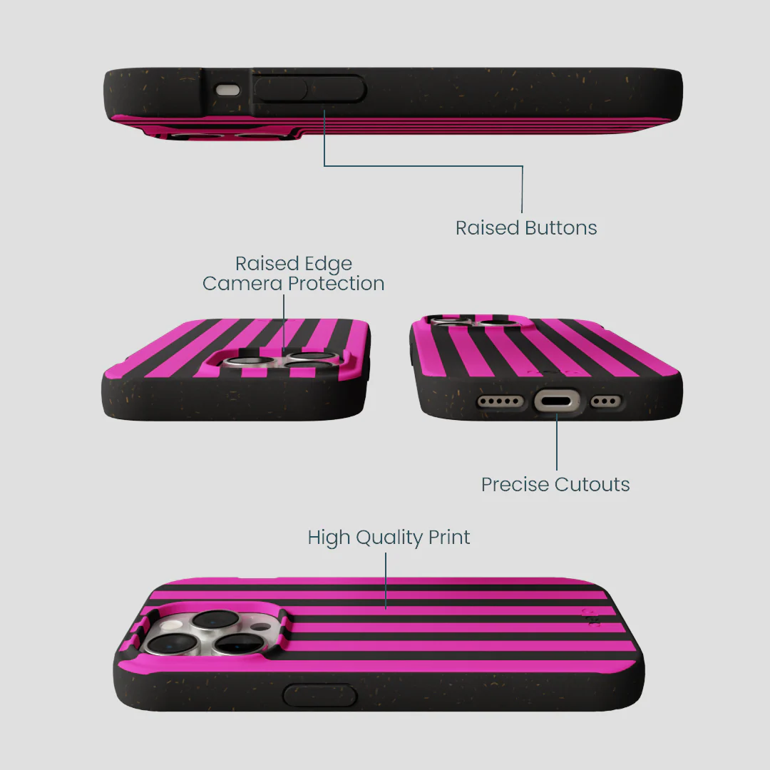 Black Pink Stripes iPhone 14 Pro Case - Image 3