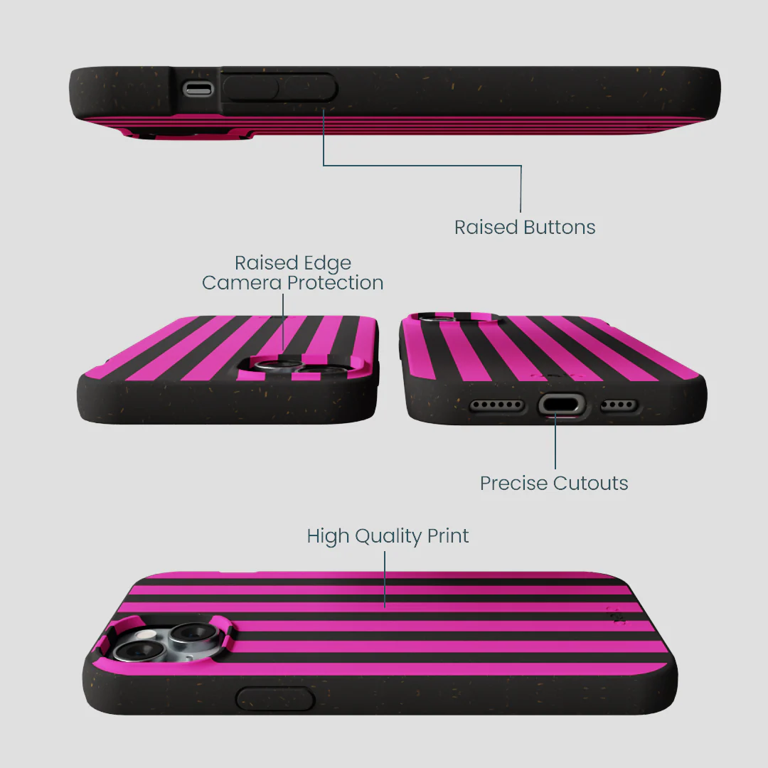 Black Pink Stripes iPhone 15 Plus Case - Image 3