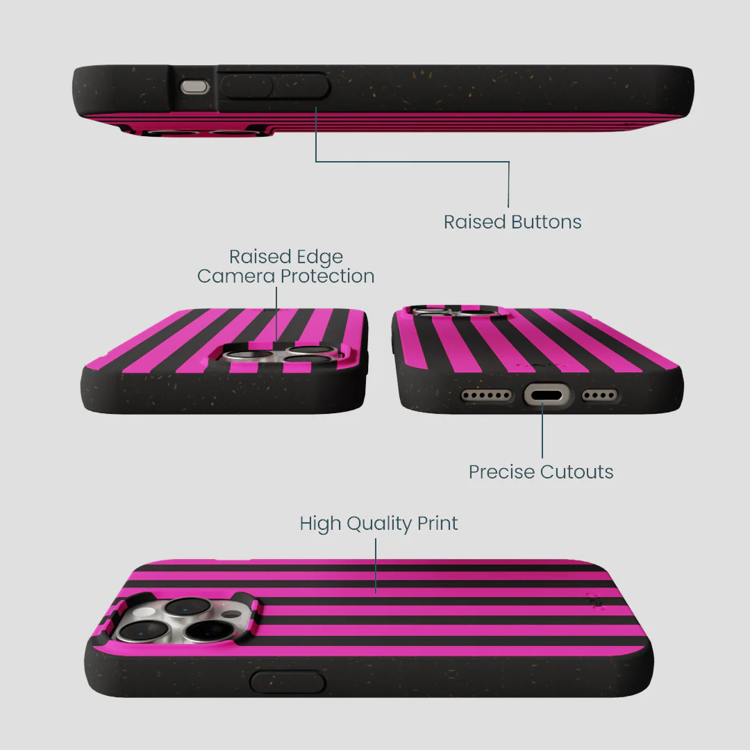 Black Pink Stripes iPhone 15 Pro Max Case - Image 3