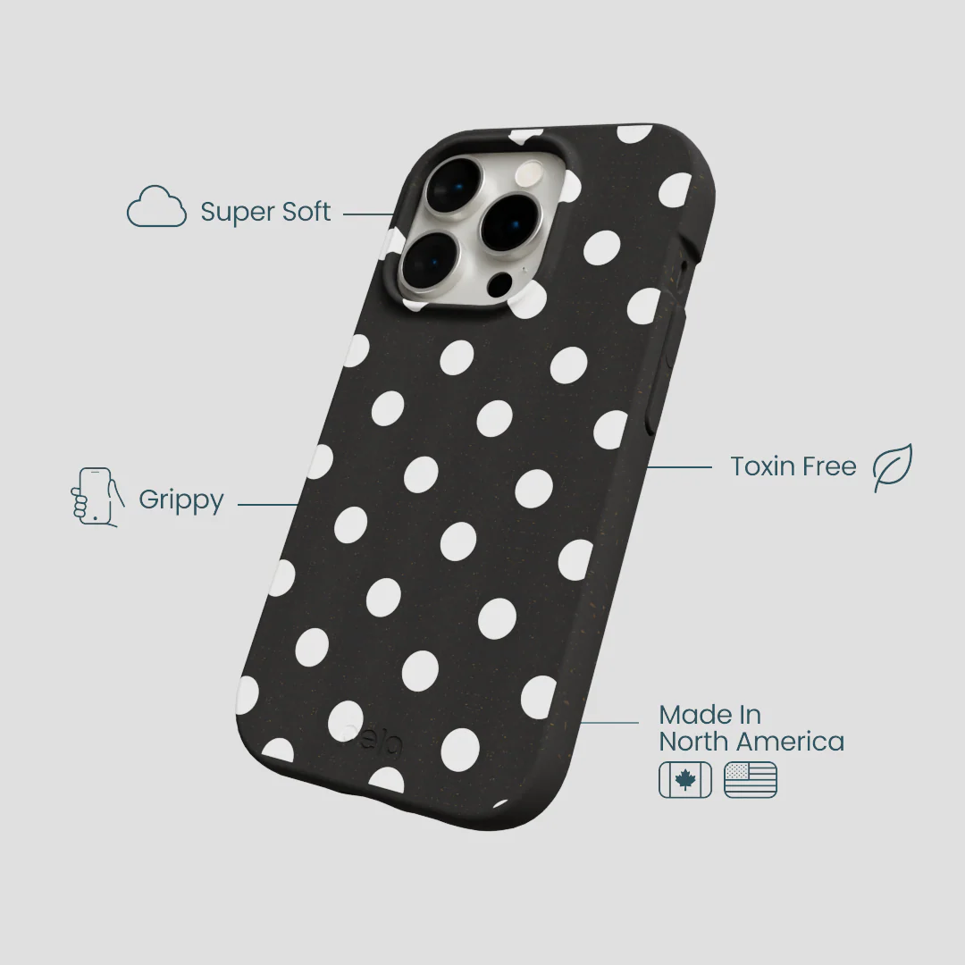 Black Polka Confetti iPhone 14 Pro Case - Image 4