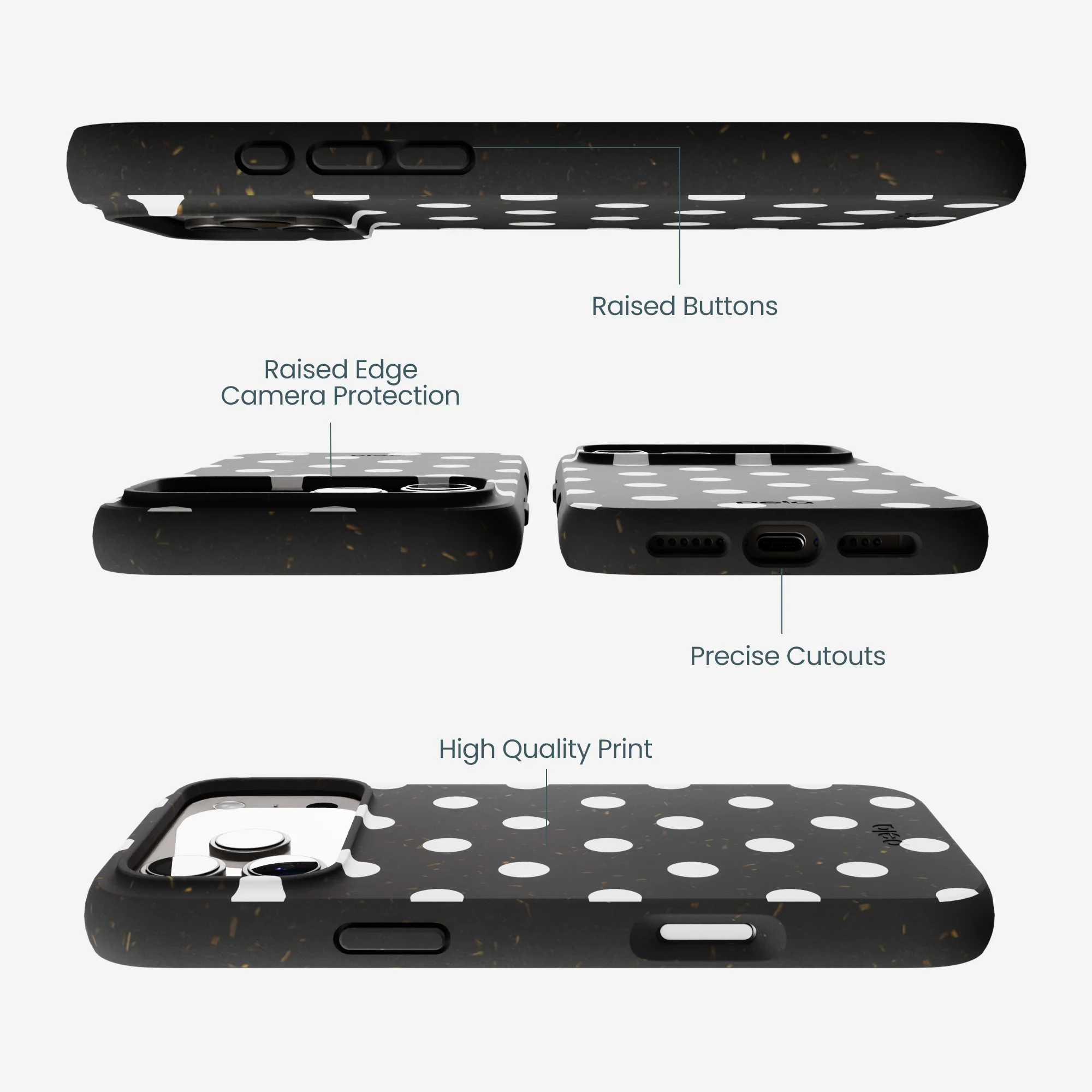Black Polka Confetti iPhone 17 Pro Max Case - Image 3