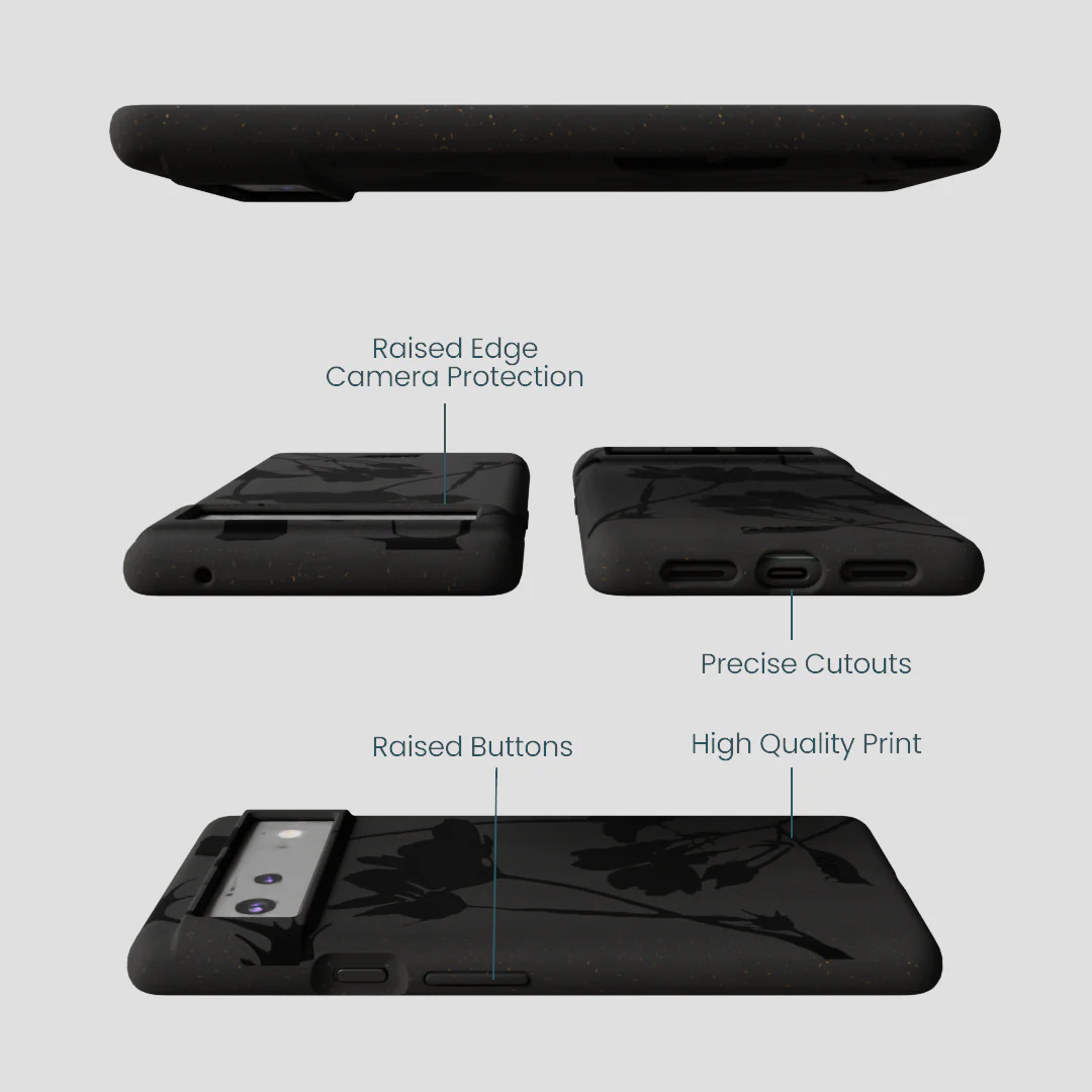 Black Shadow Petals Google Pixel 6 Case - Image 3