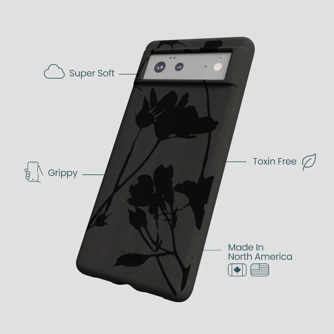 Black Shadow Petals Google Pixel 6a Case - Image 4