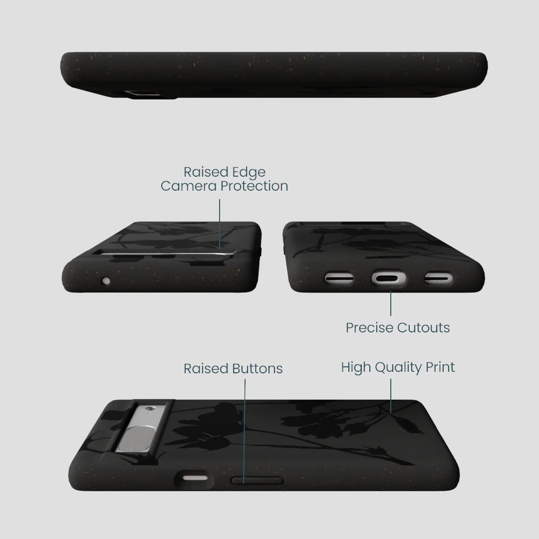 Black Shadow Petals Google Pixel 7 Case - Image 3
