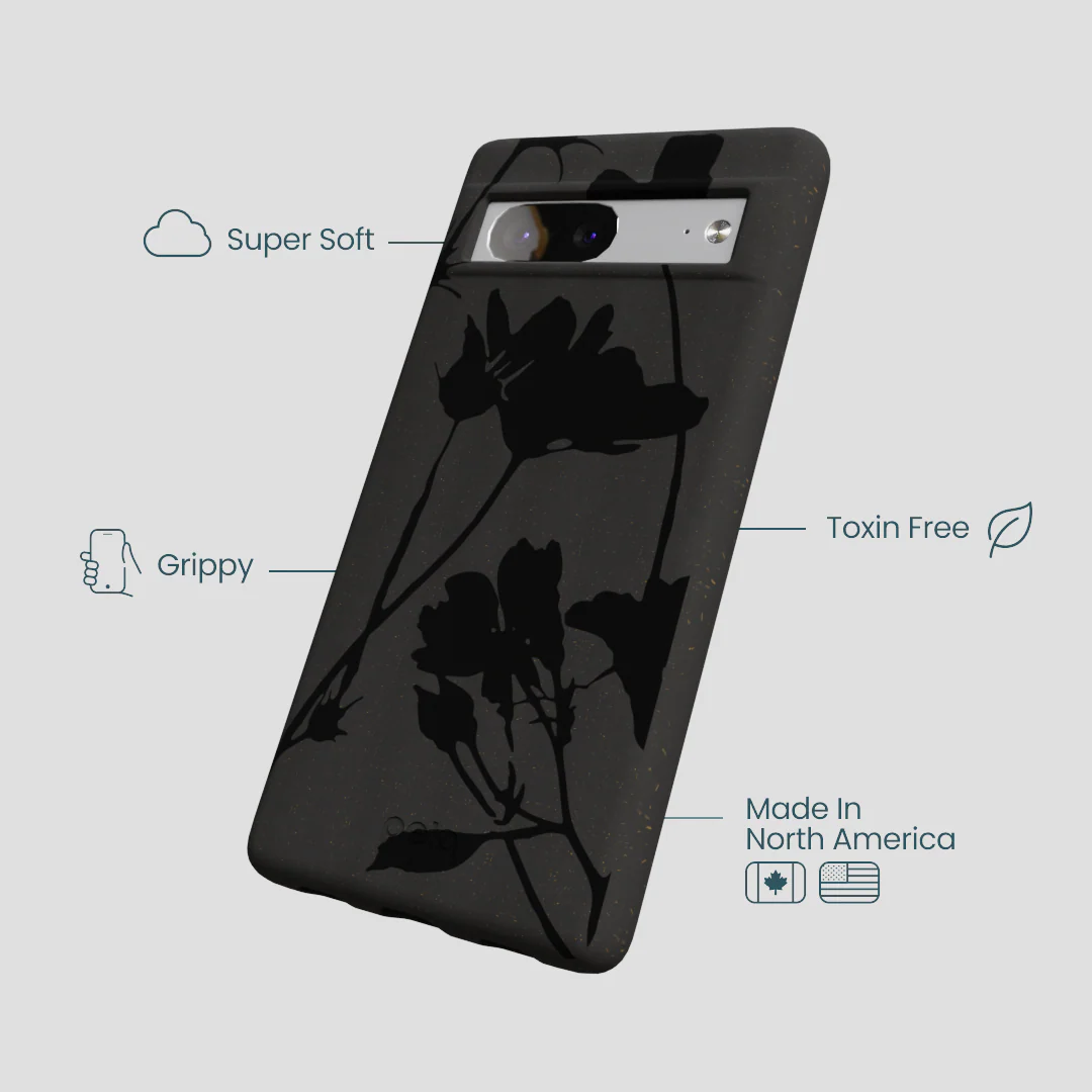 Black Shadow Petals Google Pixel 7a Case - Image 4