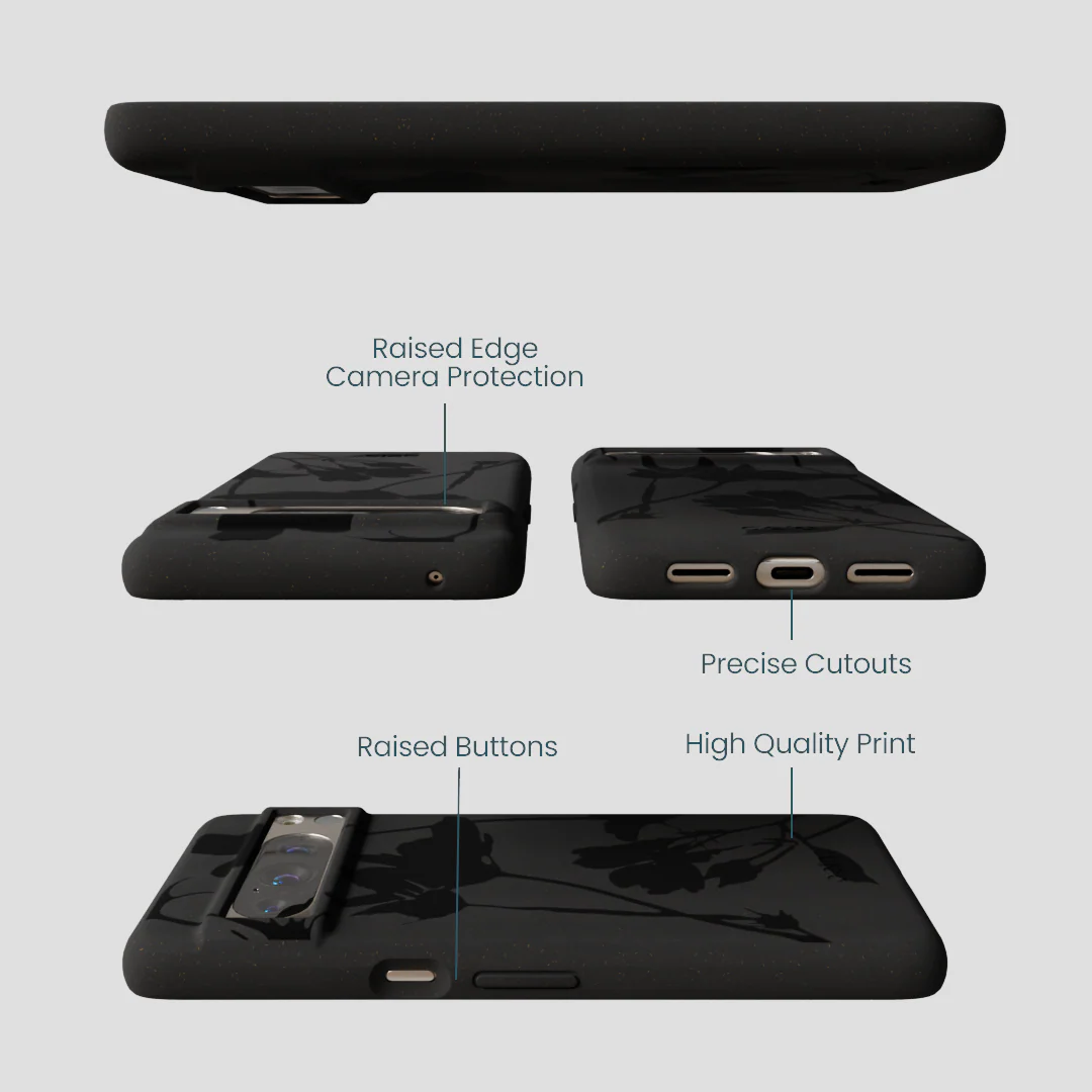 Black Shadow Petals Google Pixel 8 Pro Case - Image 3