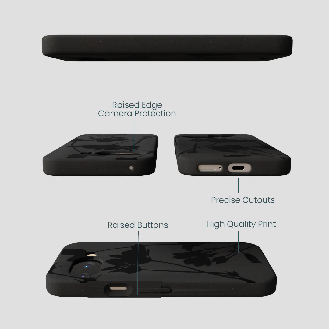Black Shadow Petals Google Pixel 9a Case - Image 3