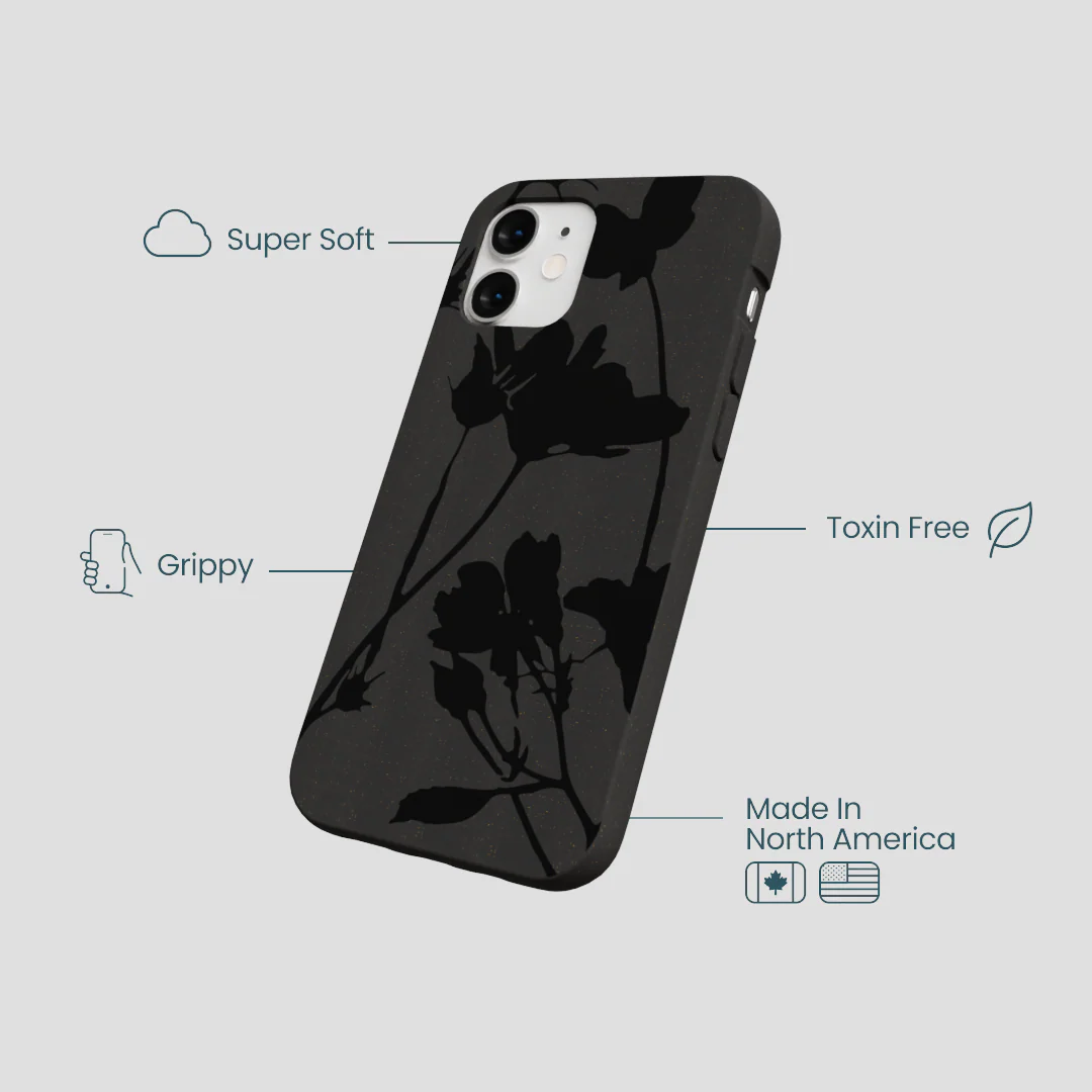 Black Shadow Petals iPhone 12 Mini Case - Image 4