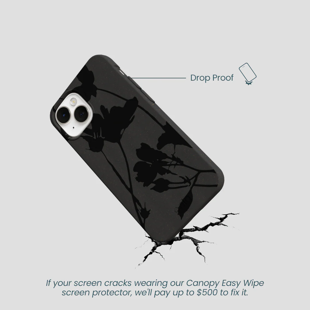 Black Shadow Petals iPhone 13 Mini Case - Image 5