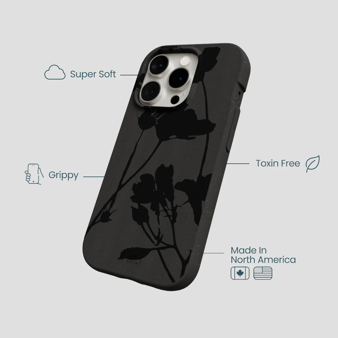 Black Shadow Petals iPhone 14 Pro Case - Image 4